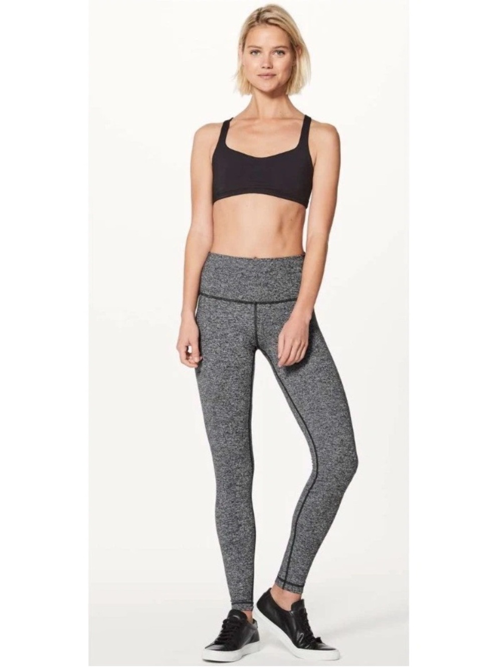 Lululemon Wunder Under High Rise Leggings Speckled Black & Gray Sz 4 Full Length